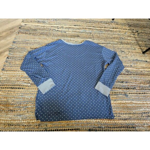 Ralph Lauren Black Label M Blue Ringer Pajama Top White Polkadot Stripes Preppy - Picture 6 of 6